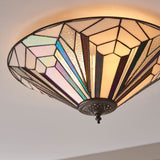 Larkbury Large 2 Light Tiffany Flush Ceiling Light - Black