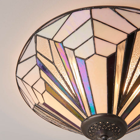 Larkbury Large 2 Light Tiffany Flush Ceiling Light - Black
