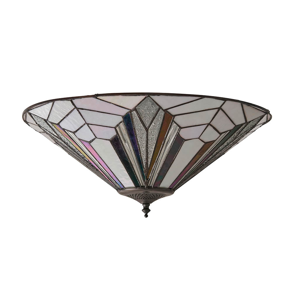 Larkbury Large 2 Light Tiffany Flush Ceiling Light - Black