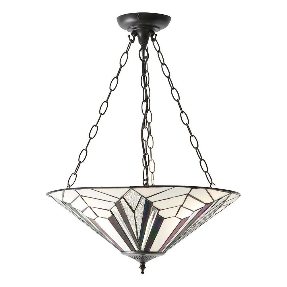 Larkbury Large 3 Light Tiffany Inverted Pendant - Black