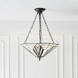 Larkbury Large 3 Light Tiffany Inverted Pendant - Black