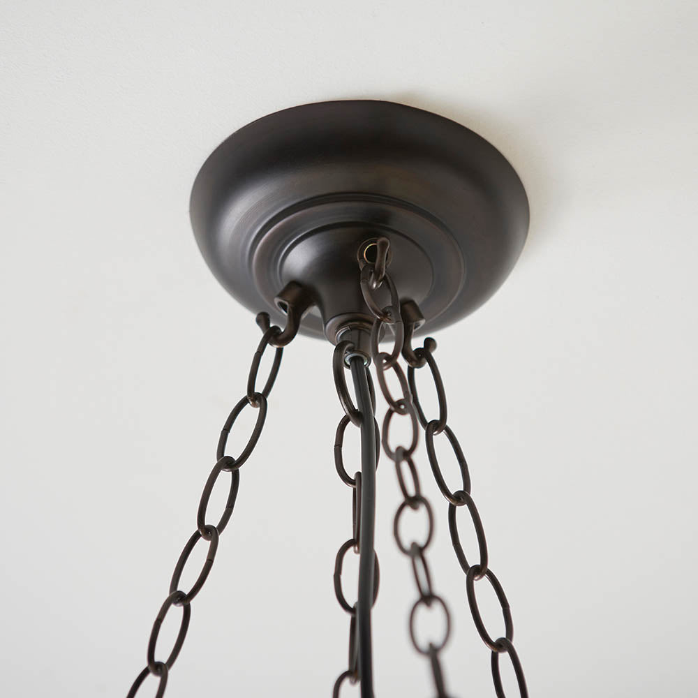 Larkbury Large 3 Light Tiffany Inverted Pendant - Black