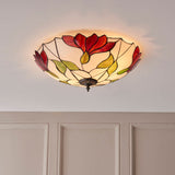 Amberhurst Large 2 Light Tiffany Flush Ceiling Light - Multicoloured