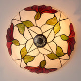 Amberhurst Large 2 Light Tiffany Flush Ceiling Light - Multicoloured
