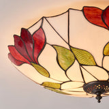 Amberhurst Large 2 Light Tiffany Flush Ceiling Light - Multicoloured