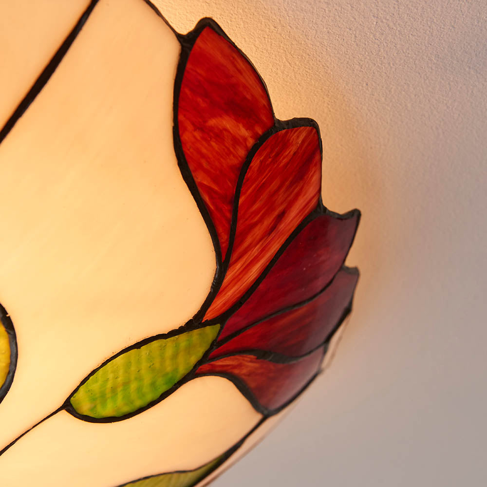 Amberhurst Large 2 Light Tiffany Flush Ceiling Light - Multicoloured