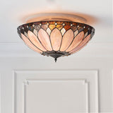 Marlgrove Large 2 Light Tiffany Flush Ceiling Light - Multicoloured