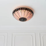 Marlgrove Large 2 Light Tiffany Flush Ceiling Light - Multicoloured