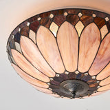 Marlgrove Large 2 Light Tiffany Flush Ceiling Light - Multicoloured