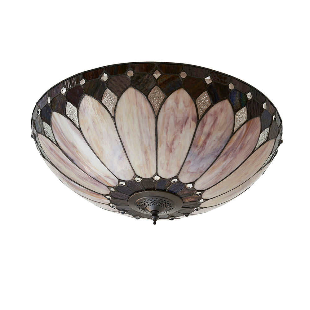 Marlgrove Large 2 Light Tiffany Flush Ceiling Light - Multicoloured