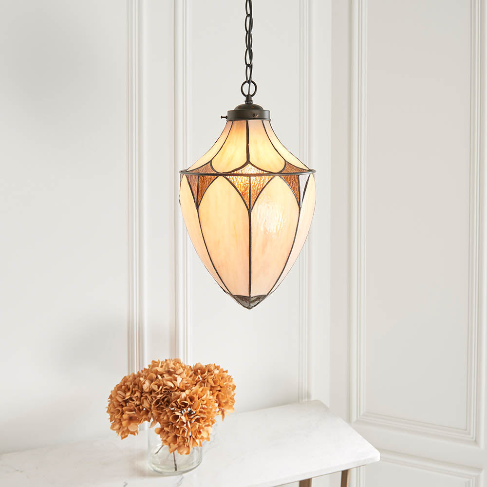 Marlgrove Medium Acorn Tiffany Pendant - Multicoloured