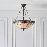 Marlgrove Large 3 Light Tiffany Inverted Pendant - Multicoloured