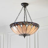 Marlgrove Large 3 Light Tiffany Inverted Pendant - Multicoloured