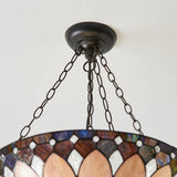 Marlgrove Large 3 Light Tiffany Inverted Pendant - Multicoloured
