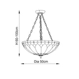 Marlgrove Large 3 Light Tiffany Inverted Pendant - Multicoloured