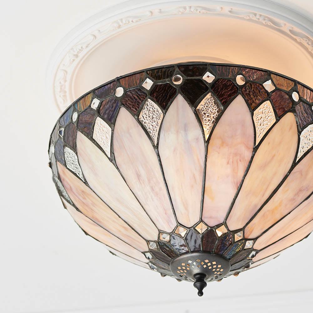 Marlgrove Medium 3 Light Tiffany Semi Flush - Multicoloured