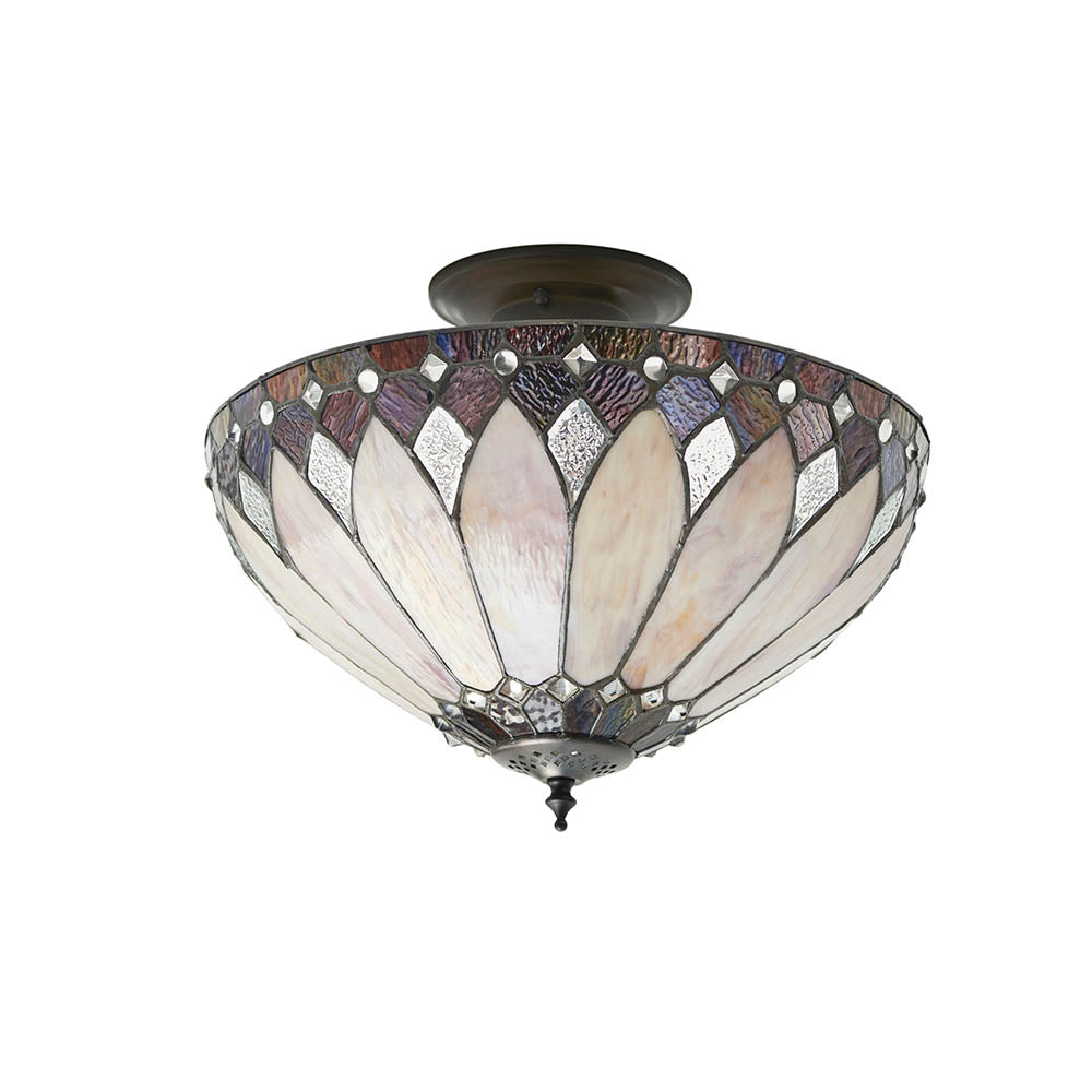 Marlgrove Medium 3 Light Tiffany Semi Flush - Multicoloured