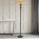 Wistcombe Uplighter Tiffany Floor Lamp - Multicoloured