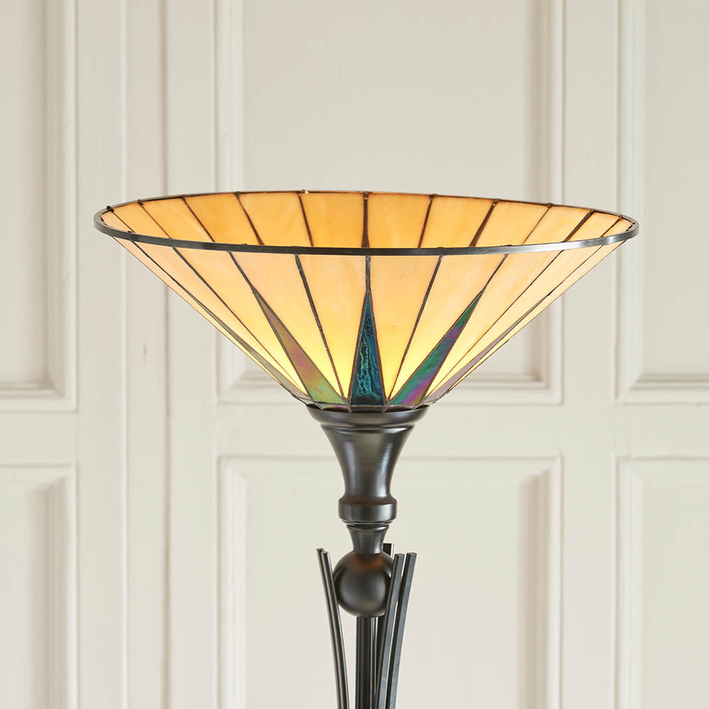 Wistcombe Uplighter Tiffany Floor Lamp - Multicoloured