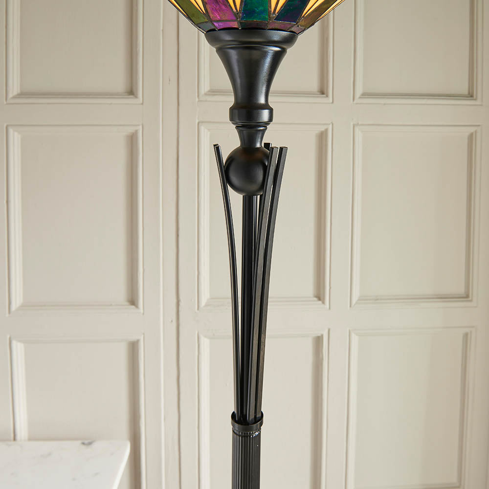 Wistcombe Uplighter Tiffany Floor Lamp - Multicoloured