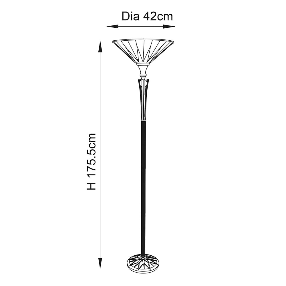 Wistcombe Uplighter Tiffany Floor Lamp - Multicoloured