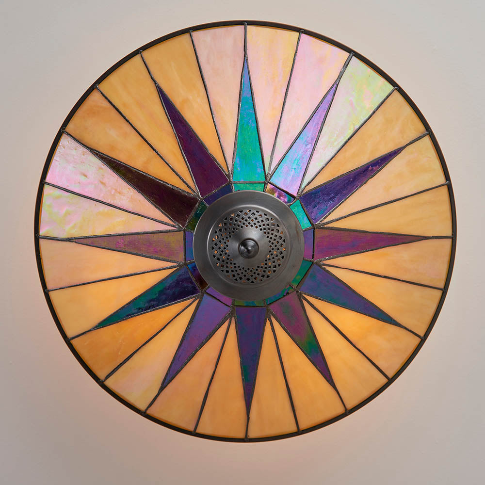 Wistcombe Large 3 Light Tiffany Semi Flush - Multicoloured