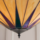 Wistcombe Large 3 Light Tiffany Semi Flush - Multicoloured
