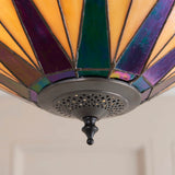 Wistcombe Large 3 Light Tiffany Semi Flush - Multicoloured