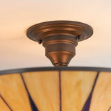 Wistcombe Large 3 Light Tiffany Semi Flush - Multicoloured