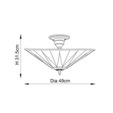 Wistcombe Large 3 Light Tiffany Semi Flush - Multicoloured