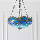 Alderworth Medium 3 Light Tiffany Inverted Pendant - Blue
