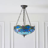 Alderworth Medium 3 Light Tiffany Inverted Pendant - Blue