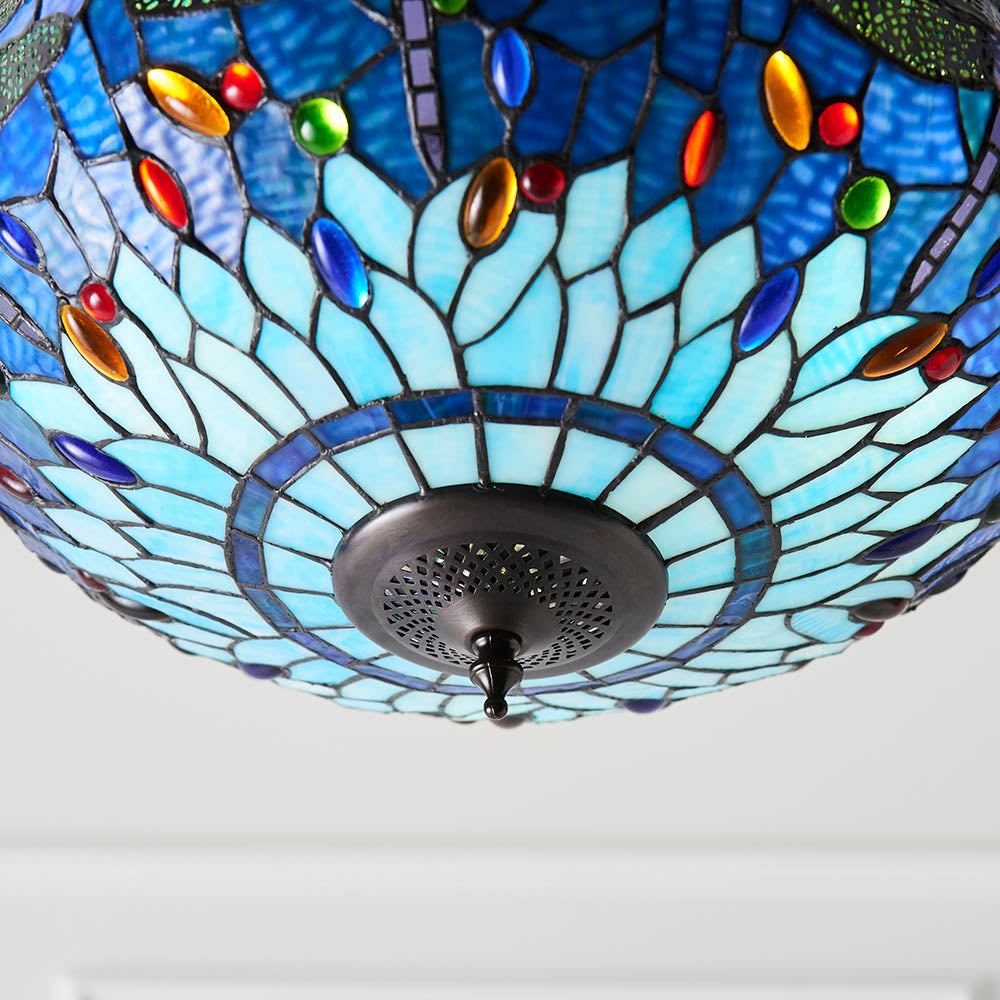Alderworth Medium 3 Light Tiffany Inverted Pendant - Blue