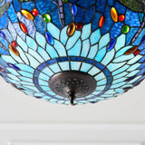 Alderworth Medium 3 Light Tiffany Inverted Pendant - Blue