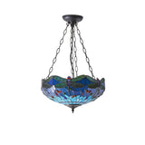 Alderworth Medium 3 Light Tiffany Inverted Pendant - Blue