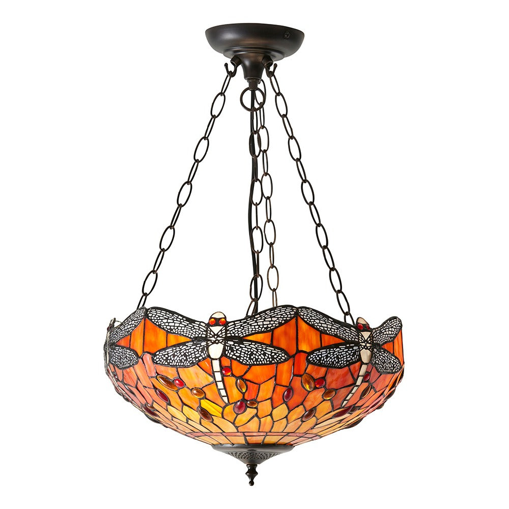 Alderworth Medium 3 Light Tiffany Inverted Pendant - Flame