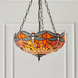 Alderworth Medium 3 Light Tiffany Inverted Pendant - Flame