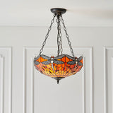 Alderworth Medium 3 Light Tiffany Inverted Pendant - Flame