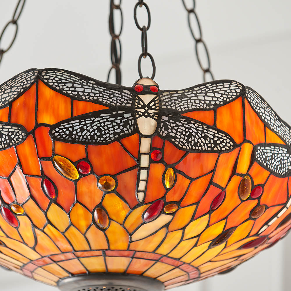 Alderworth Medium 3 Light Tiffany Inverted Pendant - Flame