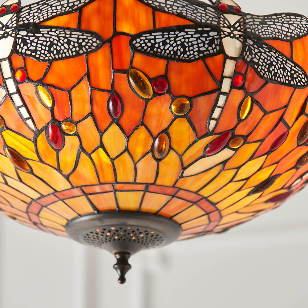 Alderworth Medium 3 Light Tiffany Inverted Pendant - Flame