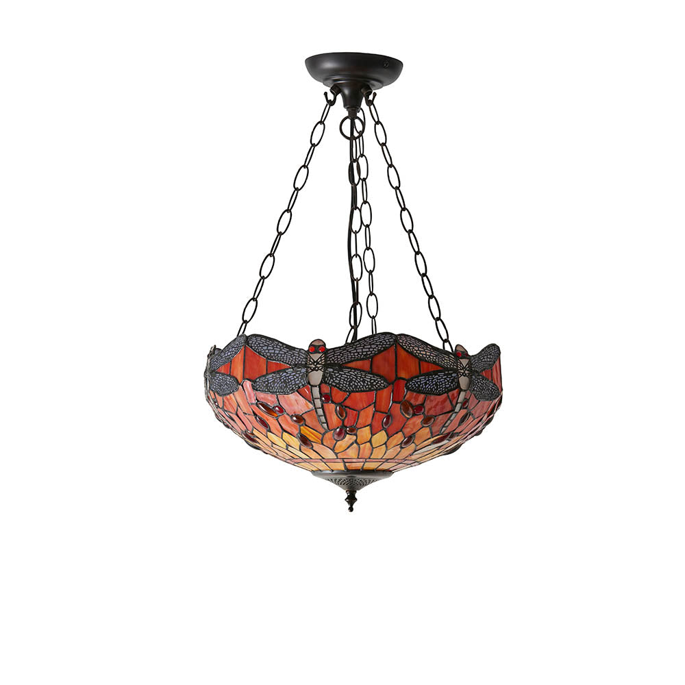 Alderworth Medium 3 Light Tiffany Inverted Pendant - Flame
