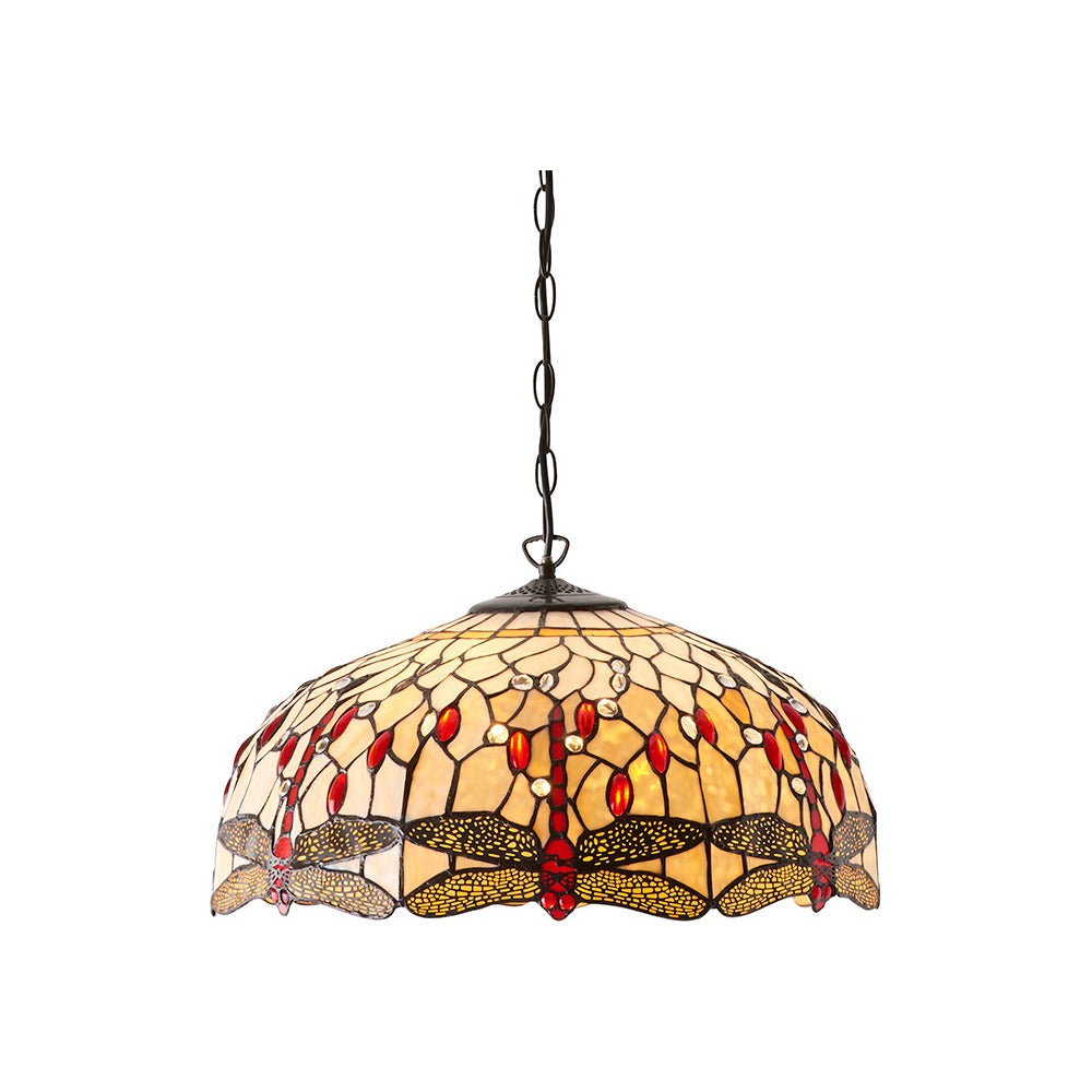 Alderworth Large 3 Light Tiffany Pendant - Beige