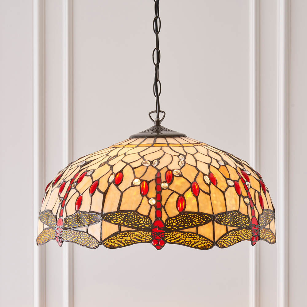 Alderworth Large 3 Light Tiffany Pendant - Beige