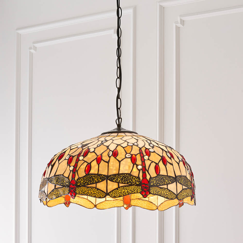 Alderworth Large 3 Light Tiffany Pendant - Beige