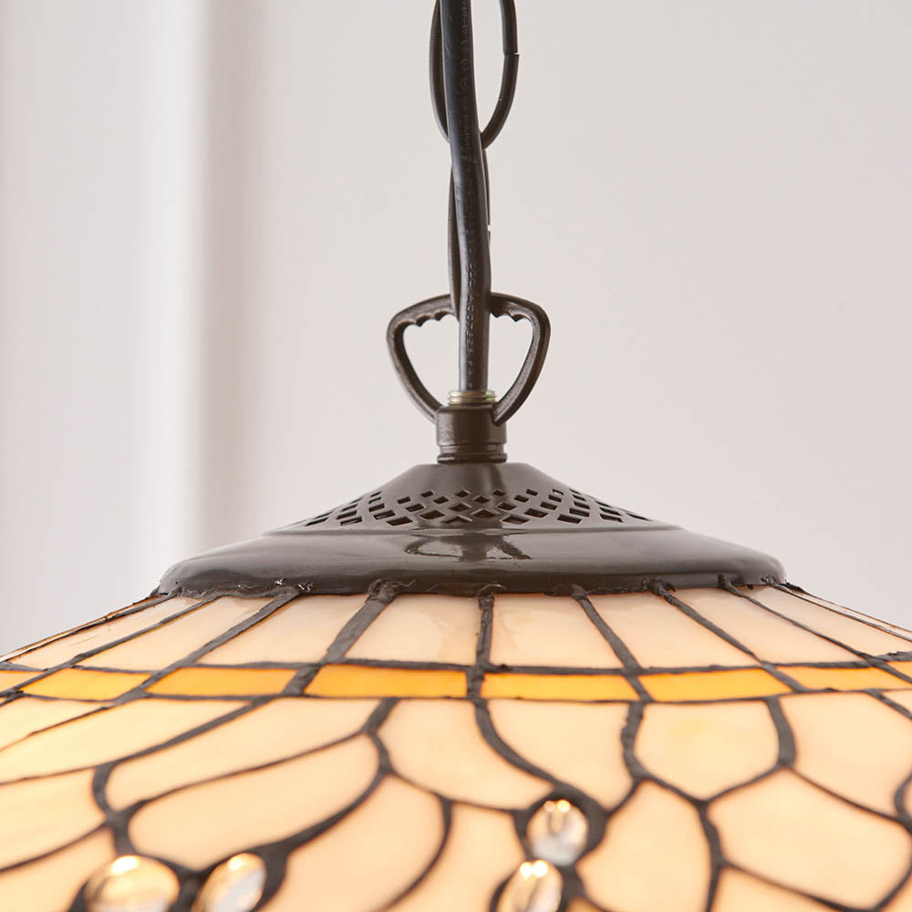 Alderworth Large 3 Light Tiffany Pendant - Beige