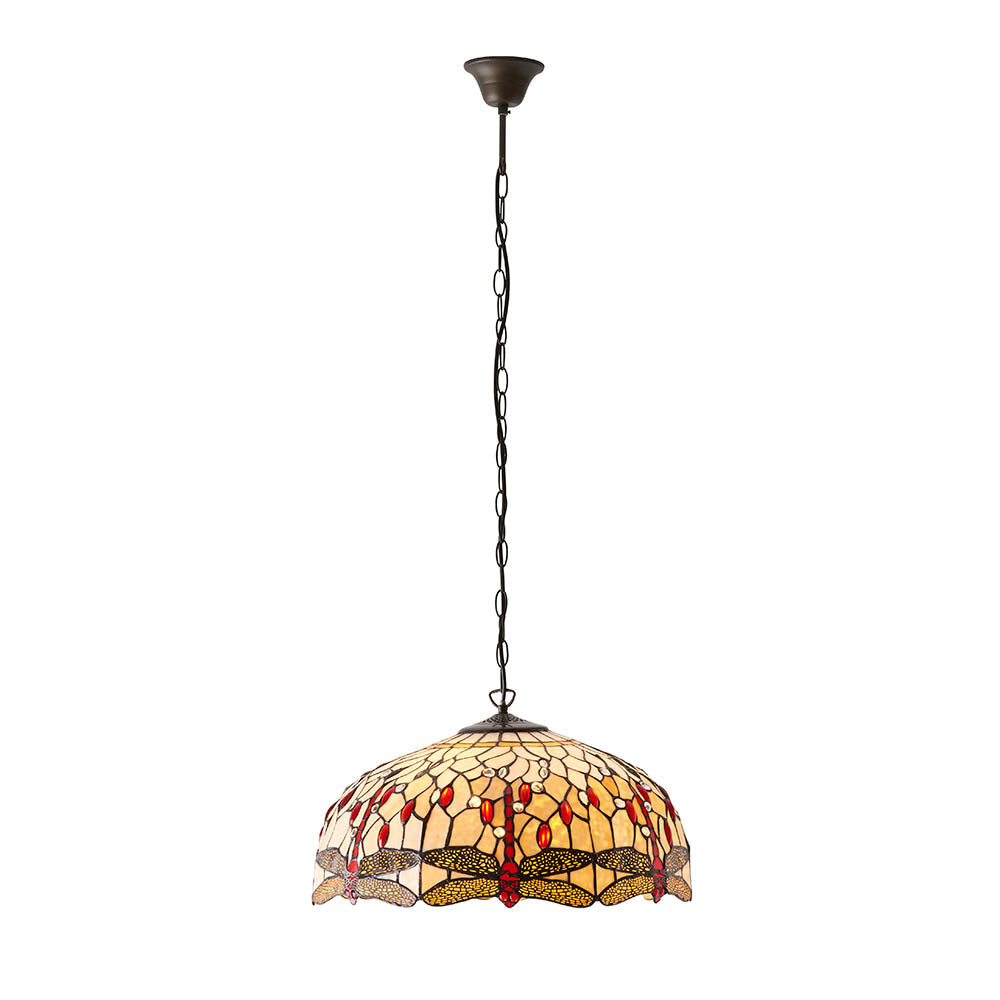 Alderworth Large 3 Light Tiffany Pendant - Beige