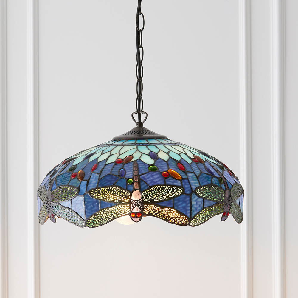 Alderworth Medium 3 Light Tiffany Pendant - Blue