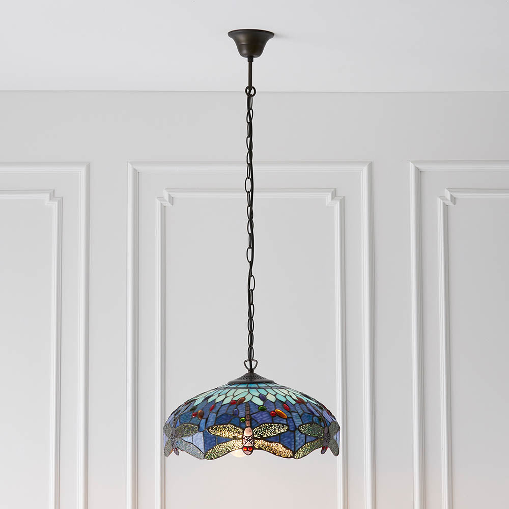 Alderworth Medium 3 Light Tiffany Pendant - Blue