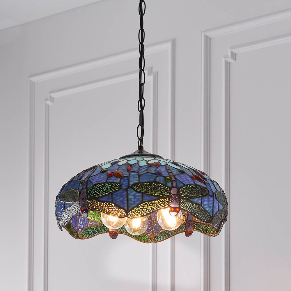 Alderworth Medium 3 Light Tiffany Pendant - Blue