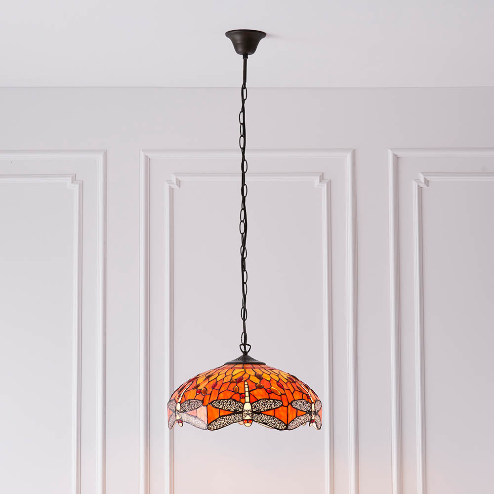 Alderworth Medium 3 Light Tiffany Pendant - Flame